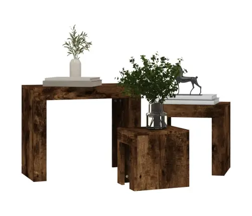 Kafijas Galdiņi, 3 Gab., Sabīdāmi, Ozols, Inženierijas Koks Vidaxl