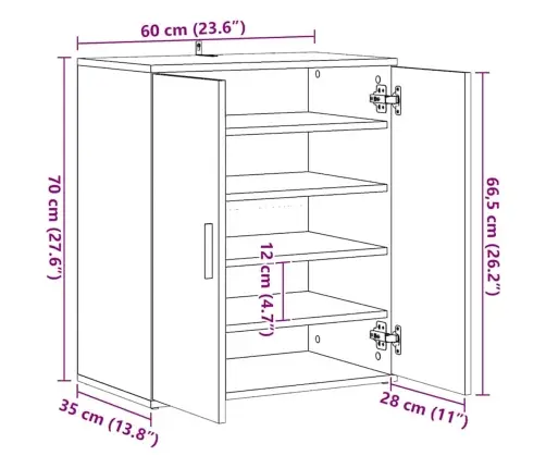Spintelė Batams, Pilka Ąžuolo, 60X35X70cm Apdirbta Mediena