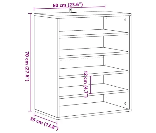 Apavu Plaukts, Ozolkoka Krāsa, 60X35X70 Cm, Inženierijas Koks Vidaxl