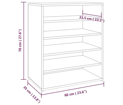 Apavu Plaukts, Ozolkoka Krāsa, 60X35X70 Cm, Inženierijas Koks Vidaxl