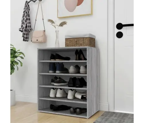 Apavu Plaukts, Pelēcīga Ozola, 60X35X70 Cm, Inženierijas Koks Vidaxl