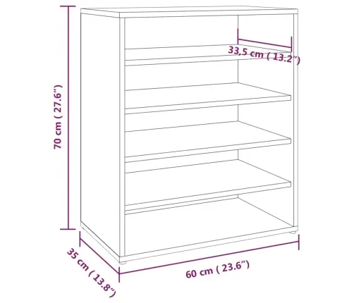 Apavu Plaukts, Pelēcīga Ozola, 60X35X70 Cm, Inženierijas Koks Vidaxl