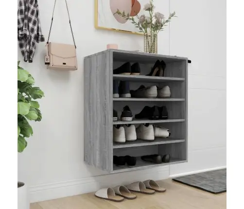 Apavu Plaukts, Pelēcīga Ozola, 60X35X70 Cm, Inženierijas Koks Vidaxl