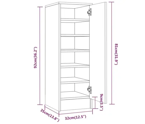 Spintelė Batams, Dūminio Ąžuolo, 32X35X92cm Apdirbta Mediena