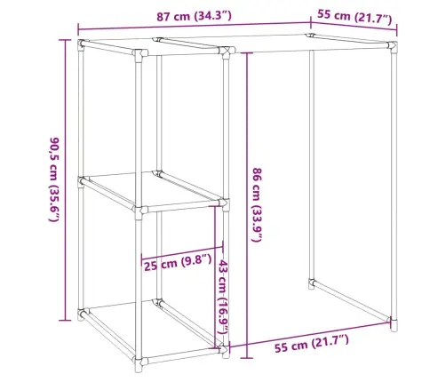 Plaukts Veļasmašīnai, 87X55X90,5 Cm, Pelēks, Dzelzs Vidaxl