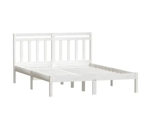 Voodiraam, Valge, 135 X 190 cm Männipuit