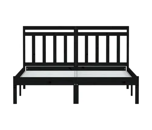 Gultas Rāmis, Melns, Priedes Masīvkoks, 140X190 Cm Vidaxl
