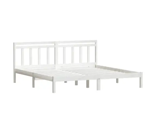 Voodiraam, Valge, Täismännipuit, 200 X 200 Cm