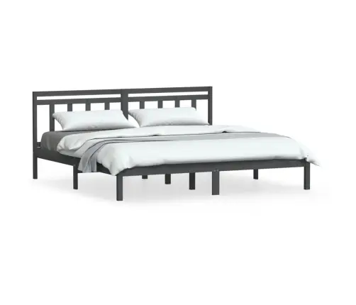 Gultas Rāmis, Pelēks, Priedes Masīvkoks, 200X200 Cm Vidaxl