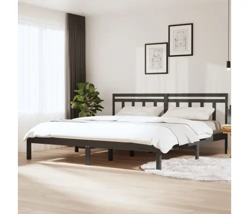 Gultas Rāmis, Pelēks, Priedes Masīvkoks, 200X200 Cm Vidaxl