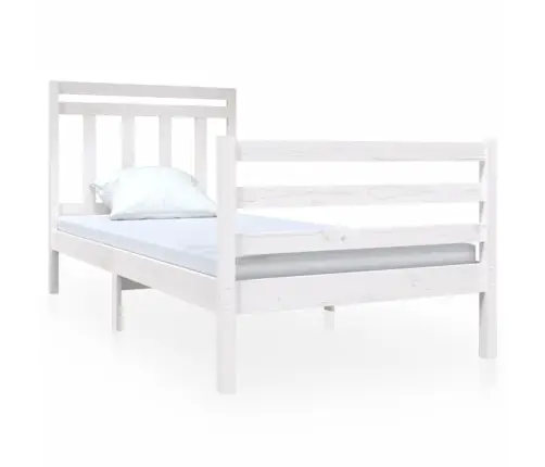 Gultas Rāmis, Balts, 90X190 Cm, Vienvietīgs, Masīvkoks Vidaxl