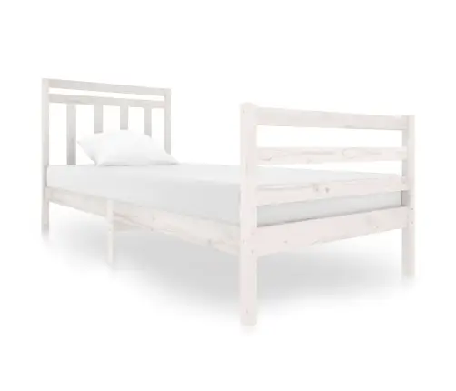 Voodiraam, Valge, Männipuit, 90 X 200 Cm