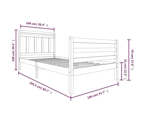 Gultas Rāmis, Masīvkoks, 100X200 Cm Vidaxl