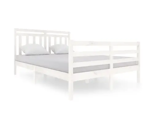 Gultas Rāmis, Balts, Masīvkoks, 140X200 Cm Vidaxl