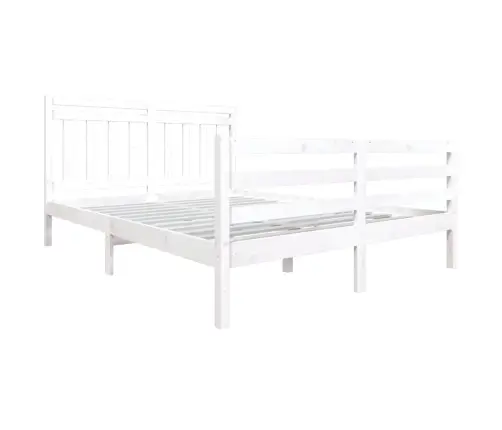 Gultas Rāmis, Balts, 150X200 Cm, King Izmērs, Masīvkoks Vidaxl