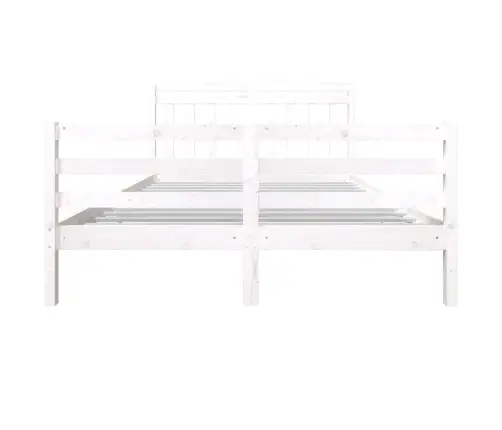 Gultas Rāmis, Balts, 150X200 Cm, King Izmērs, Masīvkoks Vidaxl