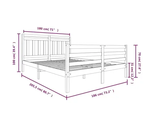 Lovos Rėmas, Baltas, 180X200cm Medienos Masyvas, Itin Didelis