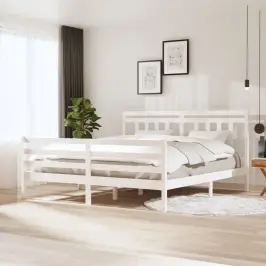 Lovos Rėmas, Baltas, 180X200cm Medienos Masyvas, Itin Didelis