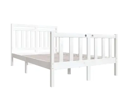 Voodiraam, Valge, 135 X 190 cm Männipuit