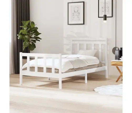Gultas Rāmis, Balts, Masīvkoks, 100X200 Cm Vidaxl