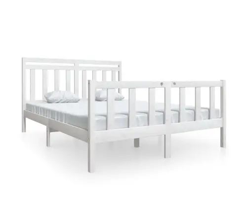 Gultas Rāmis, Balts, Masīvkoks, 160X200 Cm Vidaxl