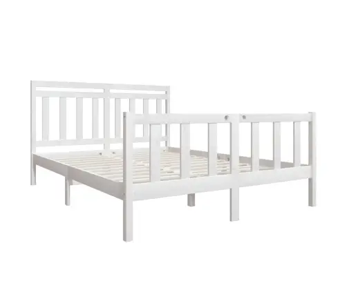 Gultas Rāmis, Balts, Masīvkoks, 160X200 Cm Vidaxl