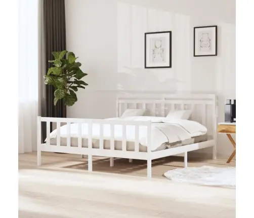 Gultas Rāmis, Balts, Masīvkoks, 160X200 Cm Vidaxl
