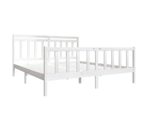 Gultas Rāmis, Balts, 180X200 Cm, Super King Izmērs, Masīvkoks Vidaxl