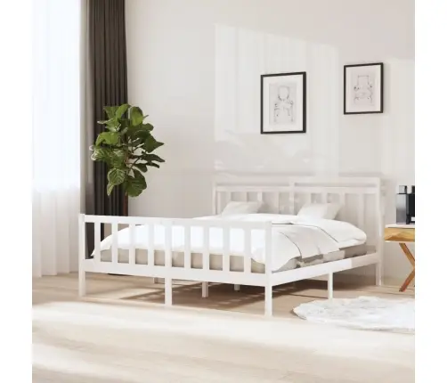 Gultas Rāmis, Balts, 180X200 Cm, Super King Izmērs, Masīvkoks Vidaxl