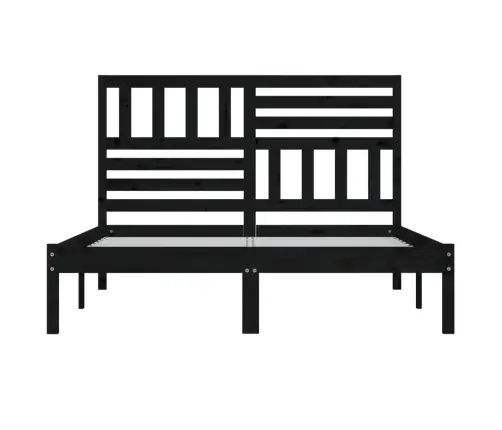 Gultas Rāmis, Melns, Priedes Masīvkoks, 140X200 Cm Vidaxl