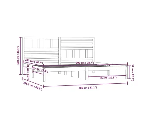 Gultas Rāmis, Pelēks, Masīvkoks, 200X200 Cm Vidaxl