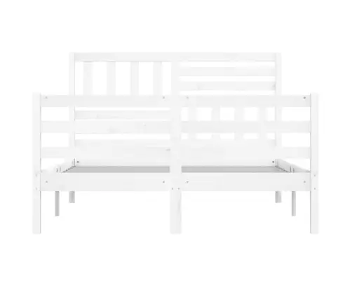 Gultas Rāmis, Balts, Priedes Masīvkoks, 140X190 Cm Vidaxl