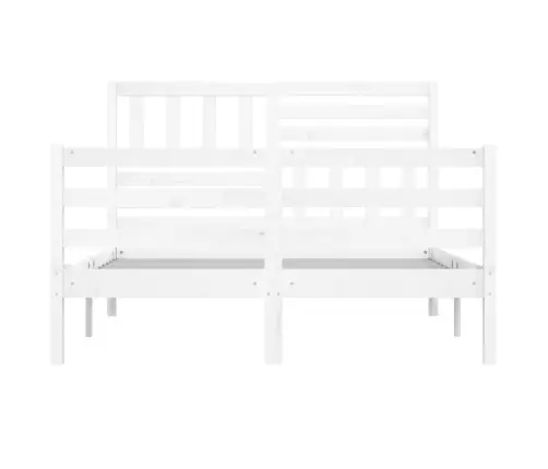 Gultas Rāmis, Balts, Masīvkoks, 140X200 Cm Vidaxl