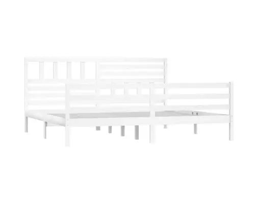 Voodiraam, Valge, Täismännipuit, 200 X 200 Cm