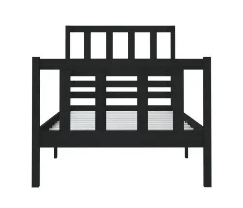 Lovos Rėmas, Juodas, 75X190cm Medienos Masyvas, Vienvietis