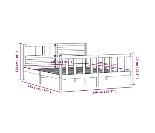 Lovos Rėmas, 140X190cm Medienos Masyvas