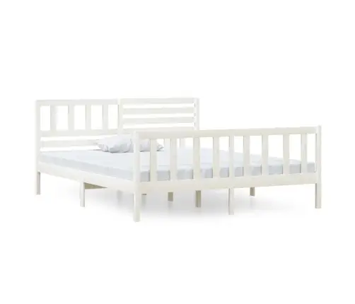 Voodiraam, Valge, Täispuit, 140 X 190 Cm