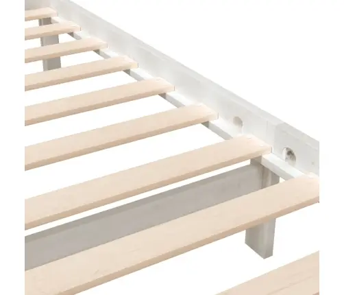 Voodiraam, Valge, Täispuit, 140 X 190 Cm