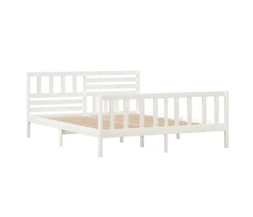 Voodiraam, Valge, Täispuit, 120 X 200 Cm