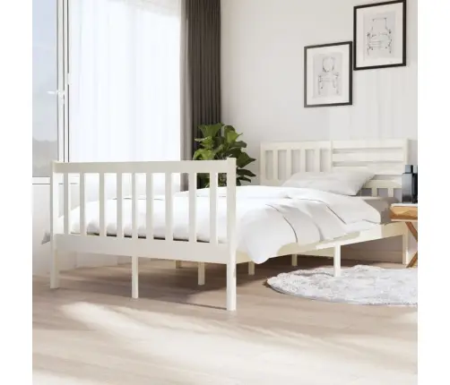 Voodiraam, Valge, Täispuit, 120 X 200 Cm