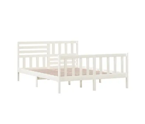 Gultas Rāmis, Balts, 150X200 Cm, King Izmērs, Masīvkoks Vidaxl