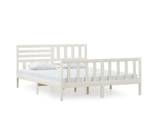 Voodiraam, Valge, Täispuit, 160 X 200 Cm