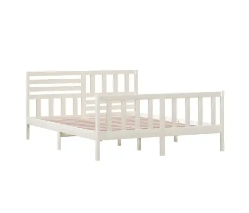 Voodiraam, Valge, Täispuit, 160 X 200 Cm