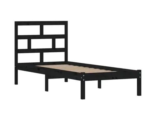 Voodiraam, Must, 75 X 190 cm Männipuit