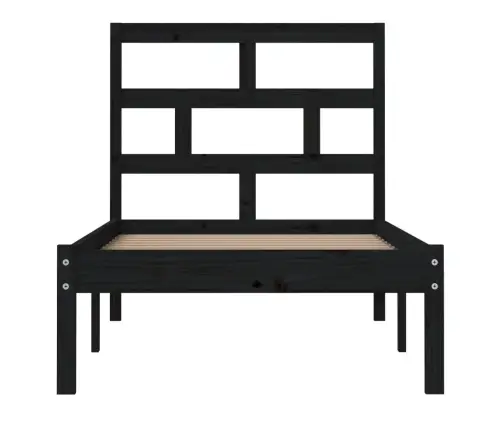 Voodiraam, Must, 75 X 190 cm Männipuit