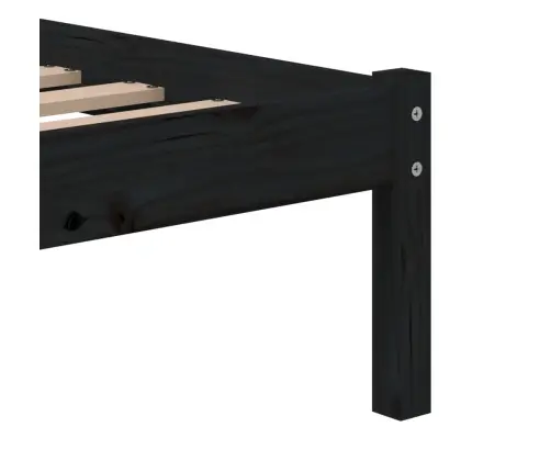 Voodiraam, Must, 75 X 190 cm Männipuit