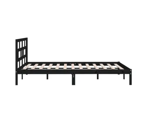 Voodiraam, Must, 135 X 190 cm Männipuit