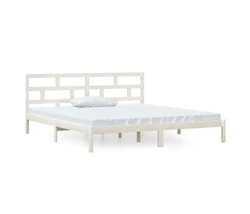 Voodiraam, Valge, Täismännipuit, 140 X 190 Cm