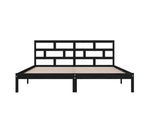 Voodiraam, Must, Täismännipuit, 140 X 190 Cm