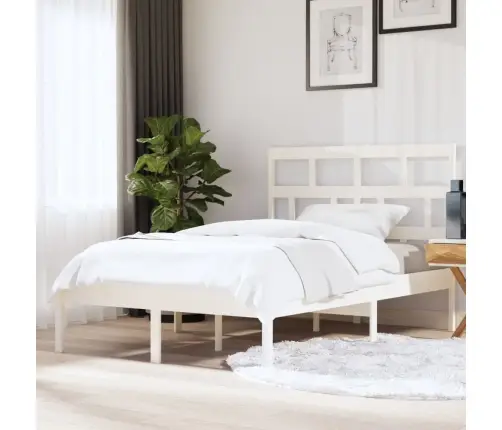 Gultas Rāmis, Balts, 150X200 Cm, King Izmērs, Masīvkoks Vidaxl